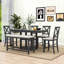 Ensemble de salle à manger 6 pièces, table extensible avec rallonge amovible, tablettes de rangement, chaises rembourrées et banc-2072984489