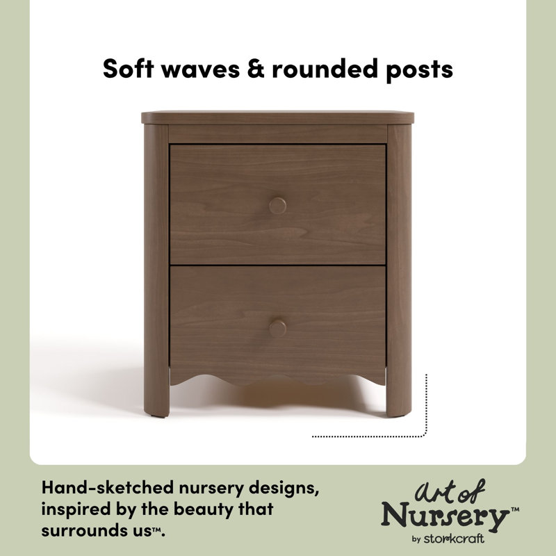 Casablanca 2 Drawer Nightstand, Hazelnut