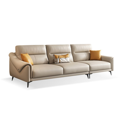 Khaki Genuine Leather Modular Sofa