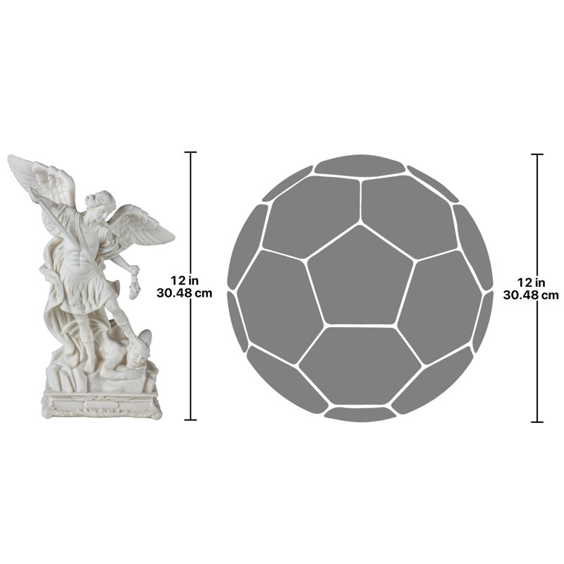 Figurine Saint-Michel l'Archange battant le diable, H 12 po x l 8 po x P 3,5 po