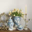 Bocal en porcelaine bleu et blanc avec motif floral et couvercle, 15,2 po