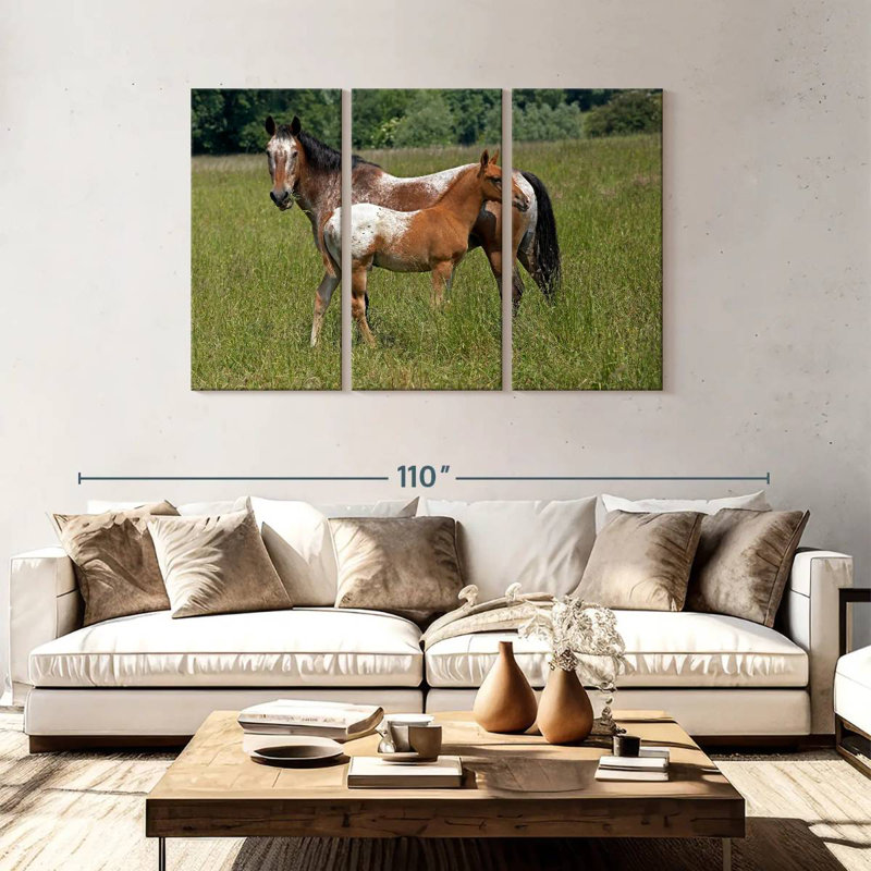 Bramalo Appaloosa, cheval et poulain, H 48 po x l 74 po