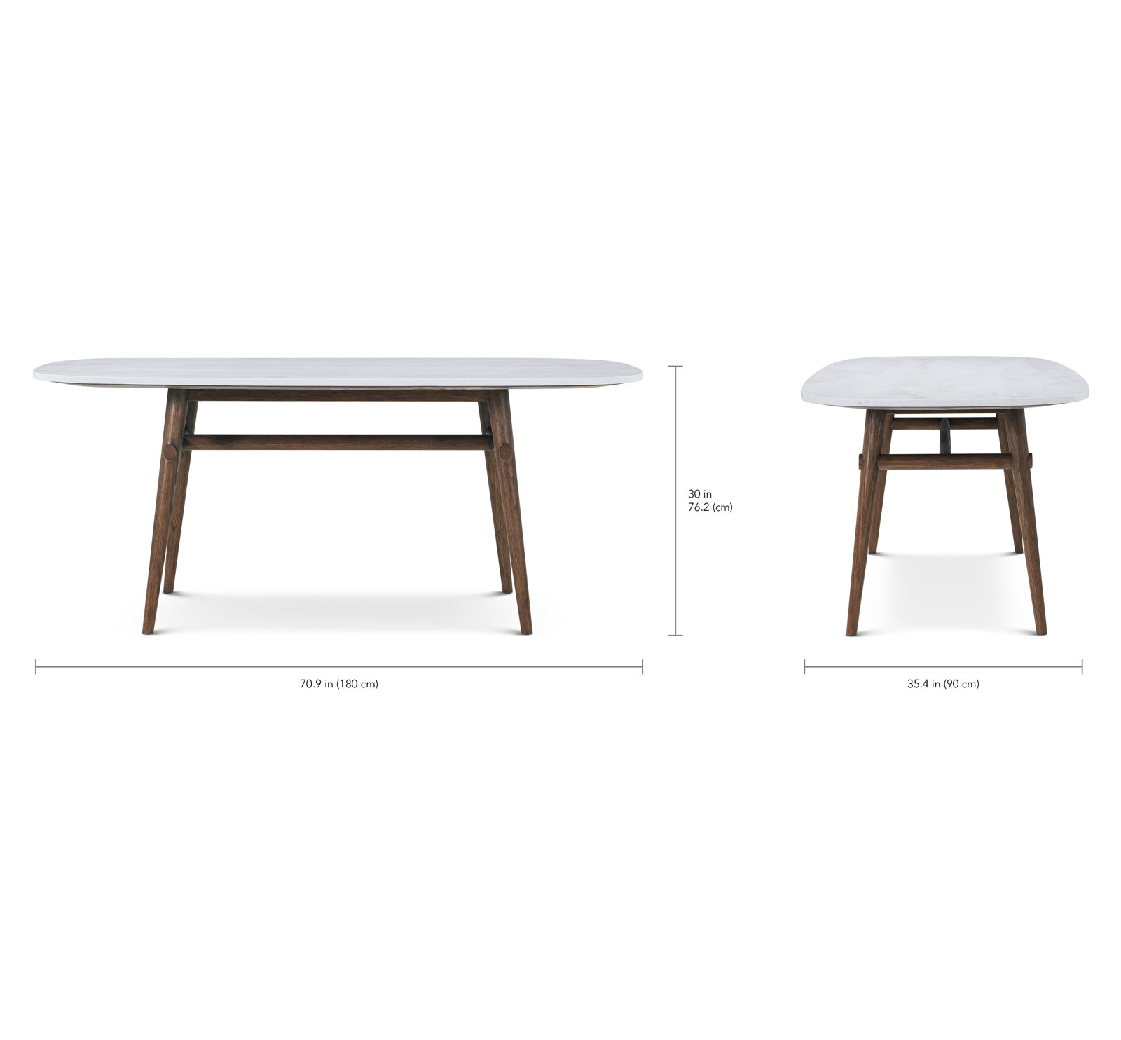 Dining Table, Brown, 30" H x 70.87" L x 35.43" W