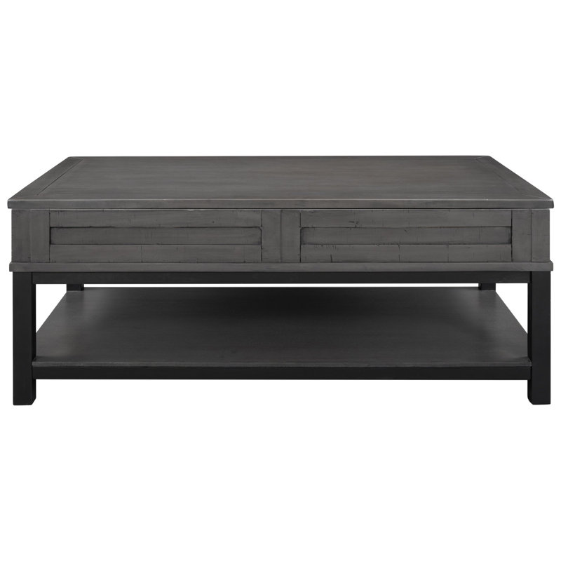 Table basse à plateau relevable avec rangement et tablette, gris