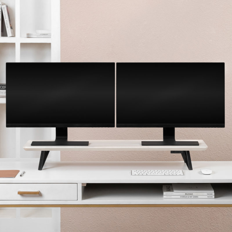 Support pour écran avec port USB Lameek, Blanc délavé / noir, 40 pouces