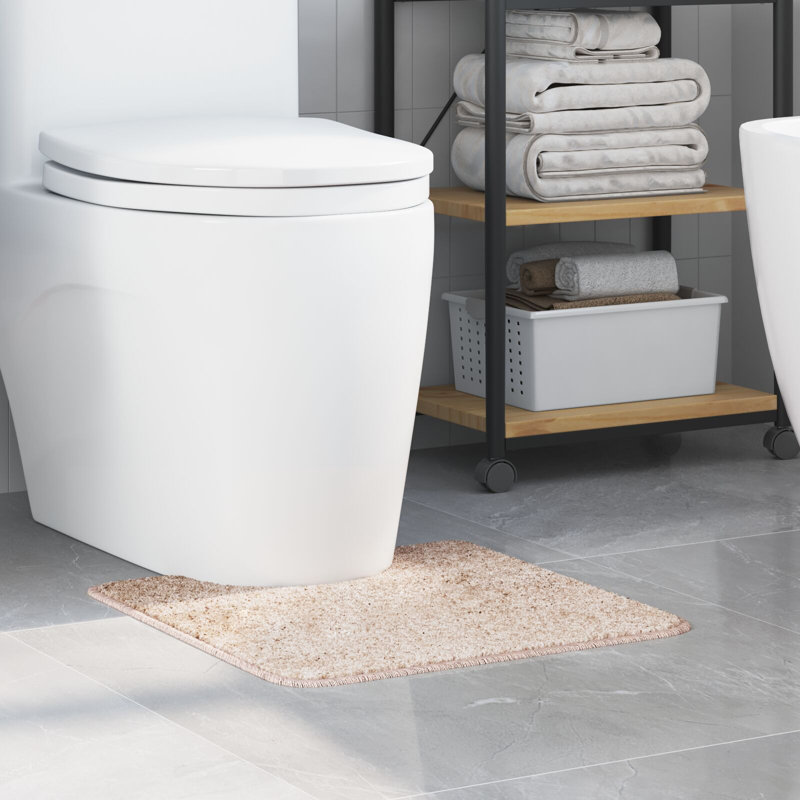 Small Non-Slip Bath Mat Rectangular Modern, Cream