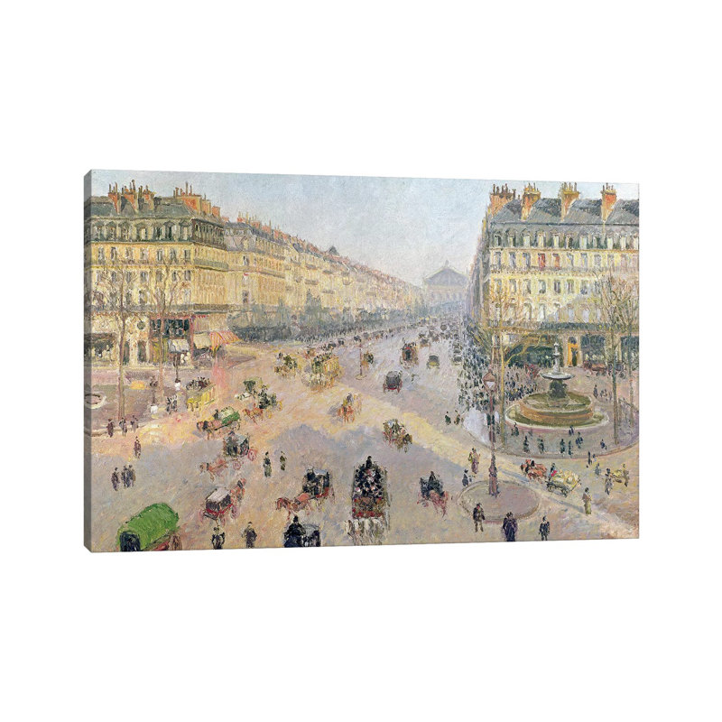The Avenue De L'opera, Paris, Sunlight, Winter Morning, C by Camille Pissarro - 1 Piece Wrapped Canvas Painting