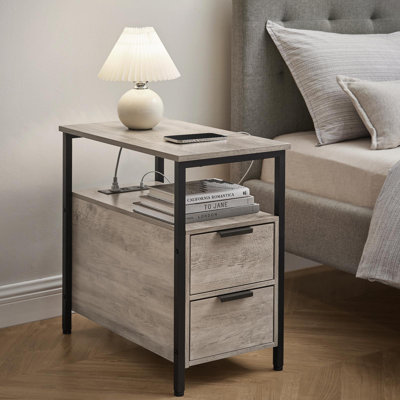 Narrow End Table with Charging Station