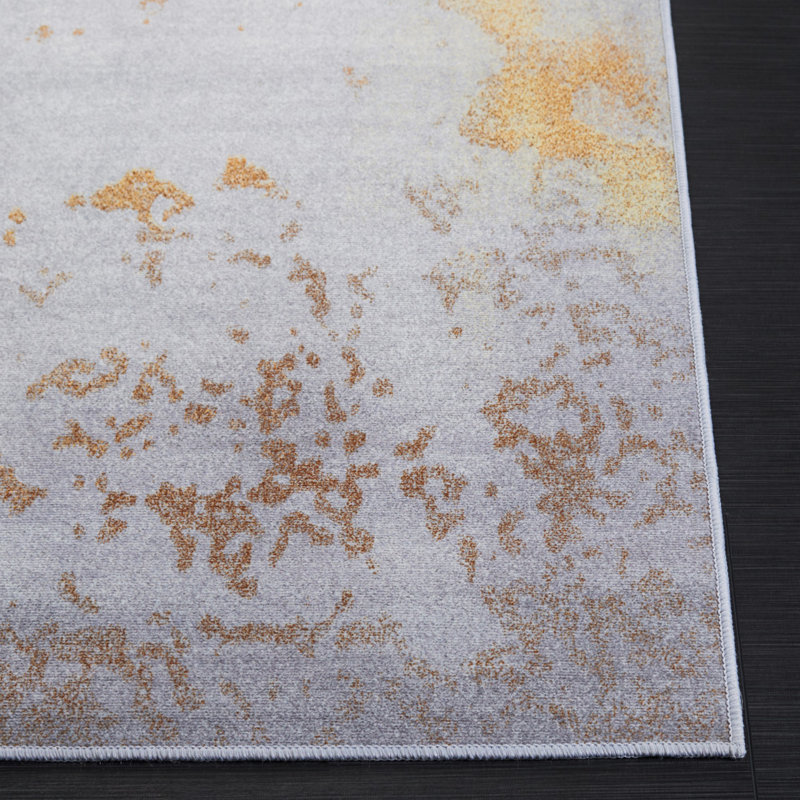 Tapis abstrait gris / rouille, Rectangle 5 pi x 8 pi