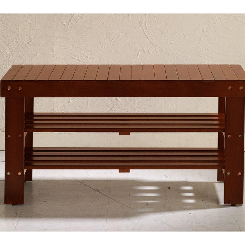 Quality Solid Wood Shoe Bench, Cherry Finish