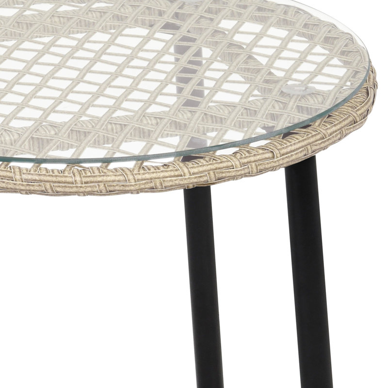 3-Piece Wicker Cushioned Patio Bistro Set, Gray