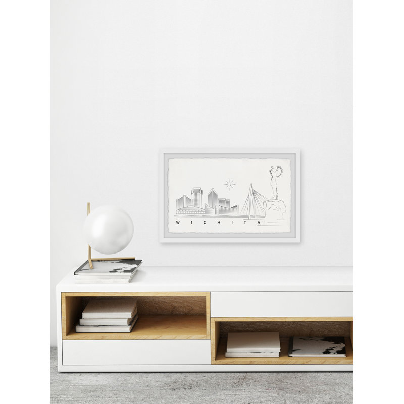 Wichita Kansas Skyline - cadre photo, impression sur papier, H 20 po x l 30 po x 1,5 po