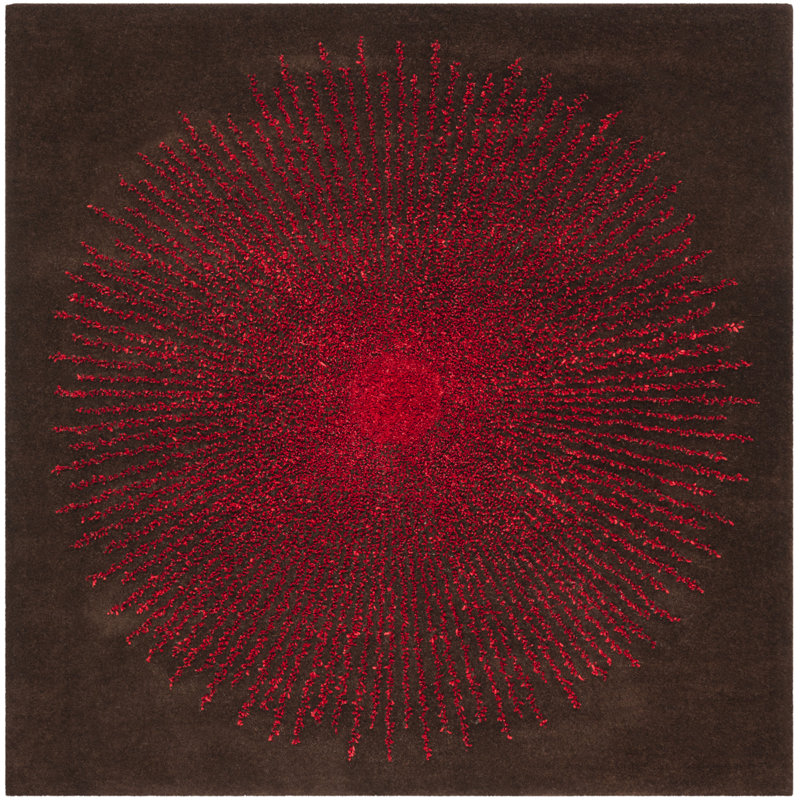Olivarria Hand-Tufted Wool, Viscose, and Cotton Area Rug, Carré 4 pi