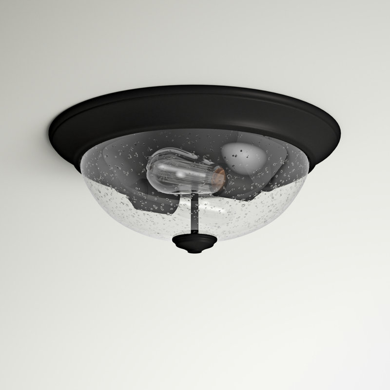 Designer Series 13" Flush Mount Bowl Light, Seeded, Bronze