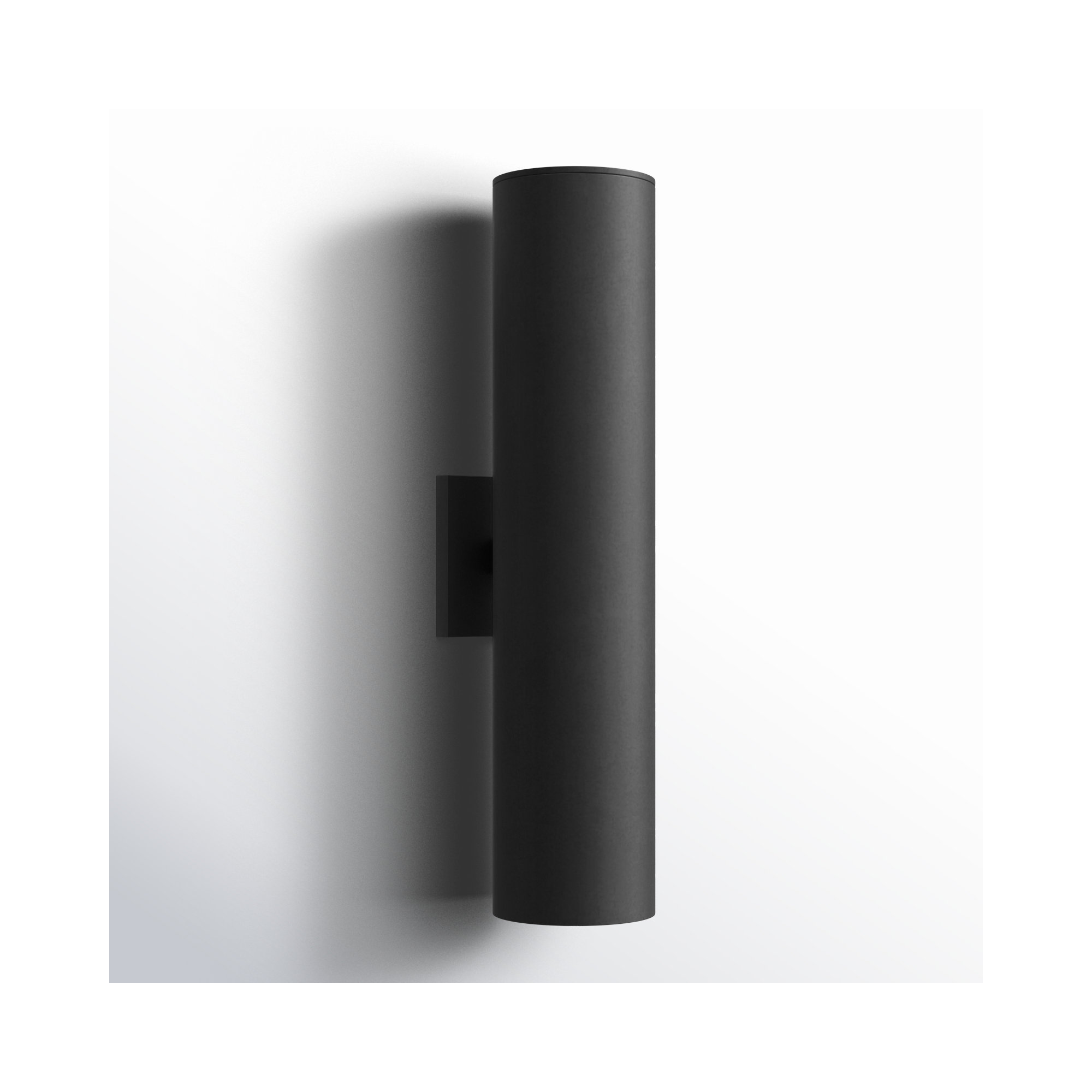 Covey Cylinder Outdoor Aluminum LED Wall Light, Black, 22" H x 5" W x 6.25" D