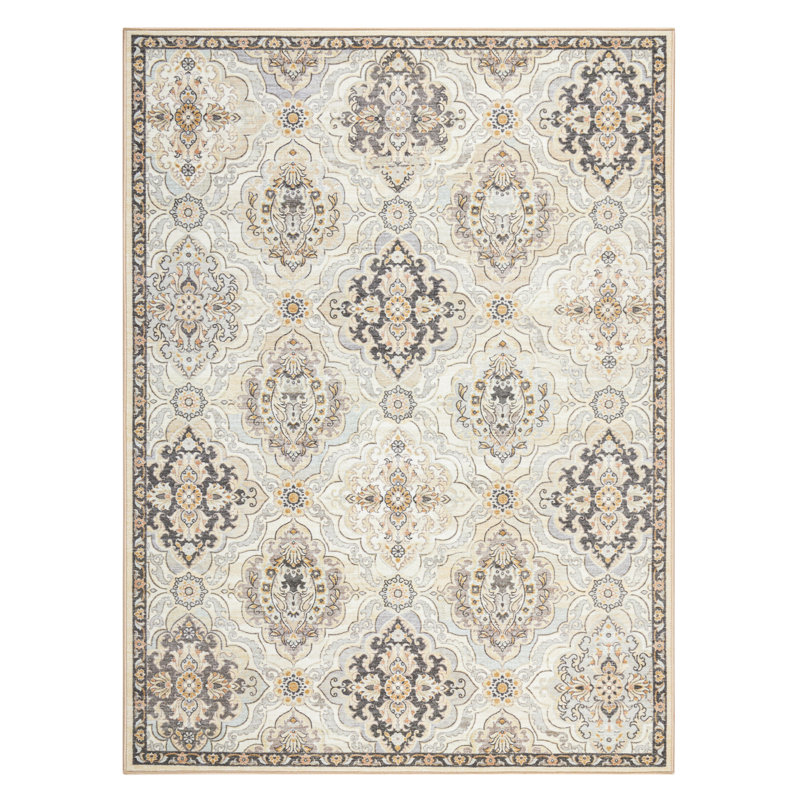 Town & Country Avani Everwash Washable Non-Slip Backing Area Rug Beige, Rectangle 6'6" x 9'6"