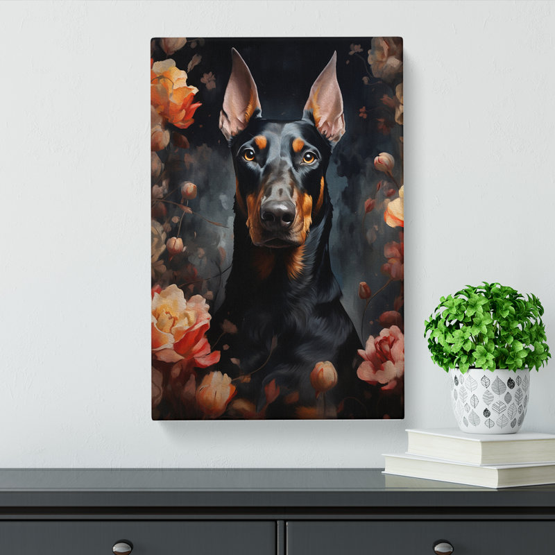 Doberman Romanticism - Wrapped Canvas Print, 50cm H x 35cm W x 3cm D