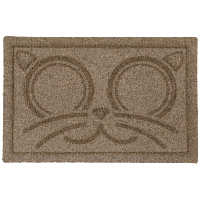 Tapis d'alimentation intérieur pour chat WaterHog® Kitty Face 12 po x 18 po, 12", Chameau