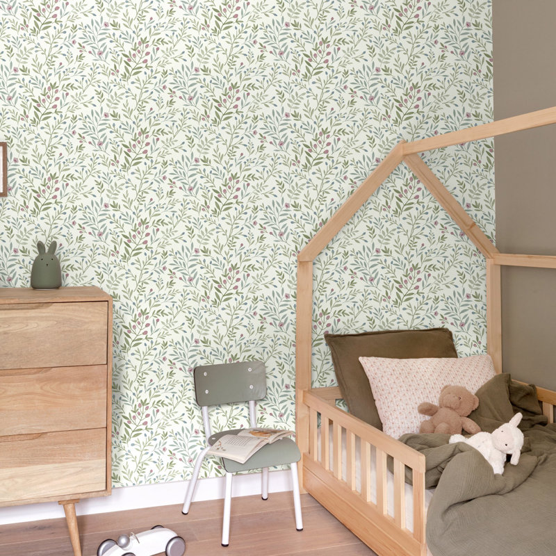 Inia Colection All-Over Leaf Branches Wallpaper Roll, Pink