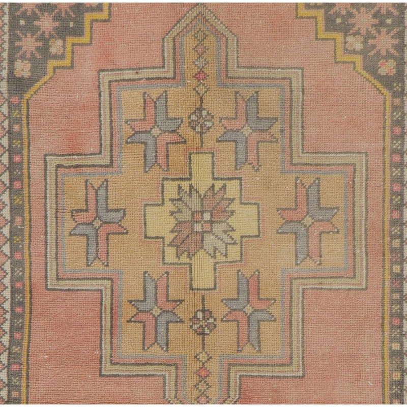 Tapis oriental vintage délavé au soleil dans des couleurs douces, tapis fait à la main en laine