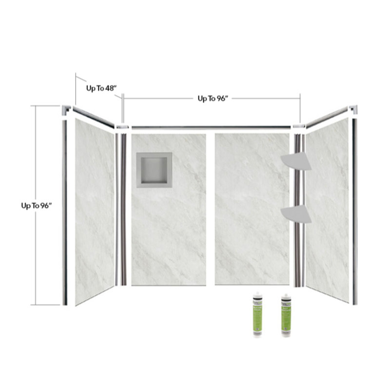 Bordure de baignoire et de douche à brume arctique Bella CORE jusqu'à 48 x 96 x 48 x 96 H, Gris