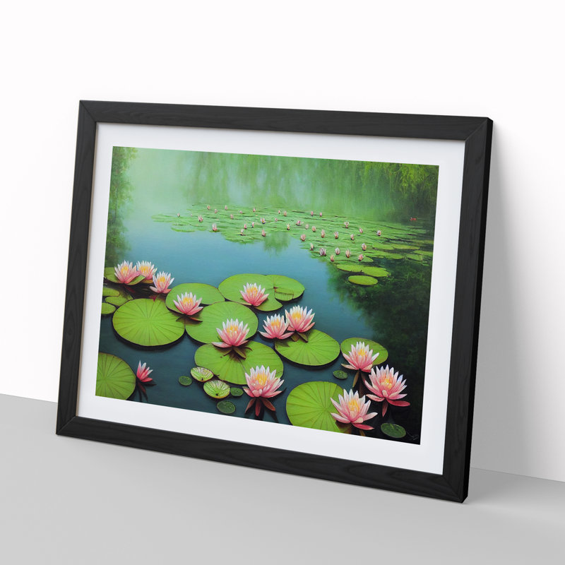 Special Water Lily Pond Vol.2 - Single Picture Frame Print, Black, 46cm H x 64cm W x 2cm D