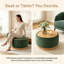 Repose-pieds rond avec couvercle à double face, tissu bouclé avec pieds en bois massif, table basse en bois, style nordique moderne, aucun assemblage requis, vert-728010664