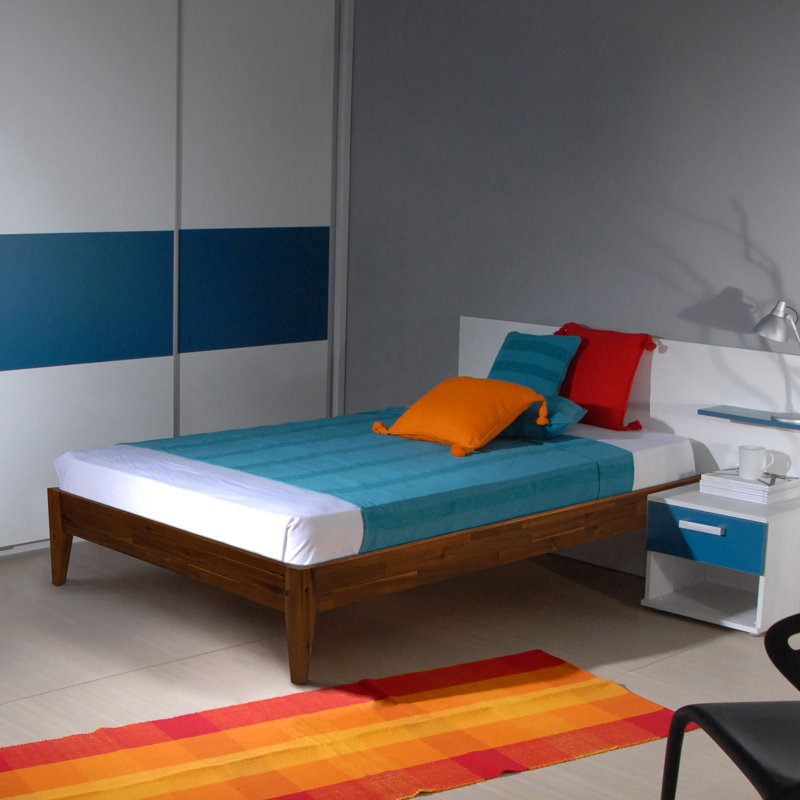 Solid Wood Bed Frame, Chocolate, Twin