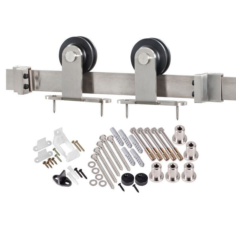 96-Inch Stainless Steel Single Barn Door Hardware Kit