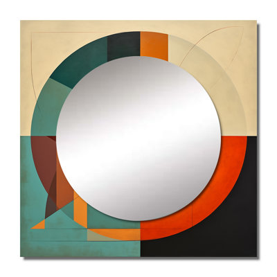 Odyssey Midcentury Retro Abstract Geometrics I - Midcentury Square Mirror Wall Art For Bathroom