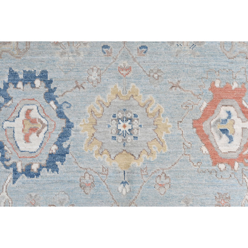 Tapis bleu ciel de haute qualité noué à la main, Rectangle 7 pi 11 po x 10 pi 2 po