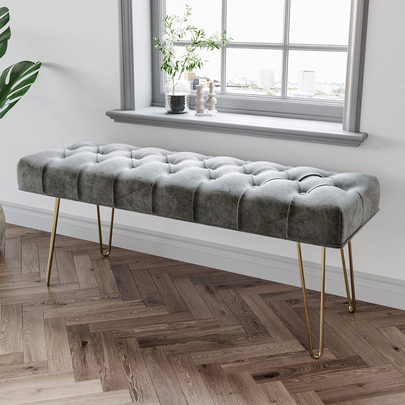 Perseus Upholstered Bench, Grey