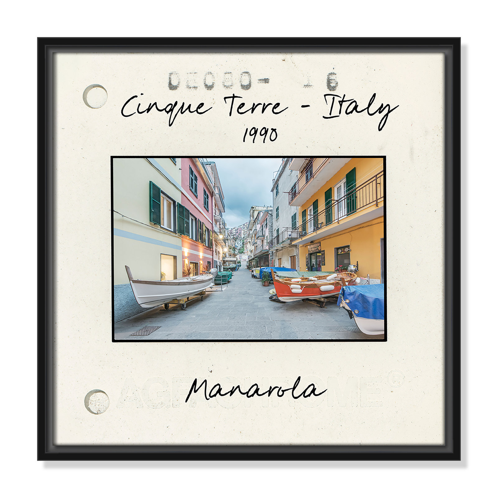 Ritona "Cinque Terre - Manarola" Print, Black Floater Framed Canvas, 17.5" H x 17.5" W x 2" D