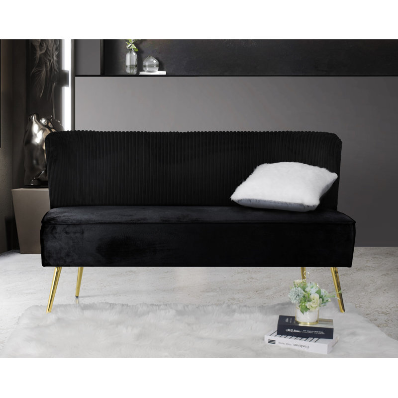 Maleka Loveseat, Black, 32.3" H x 57.1" W x 27.2" D
