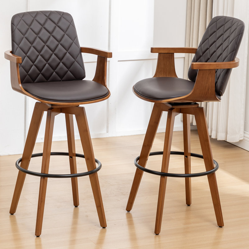 Sitaram Swivel Bar Stools, Counter Stool (67cm Seat Height), Brown