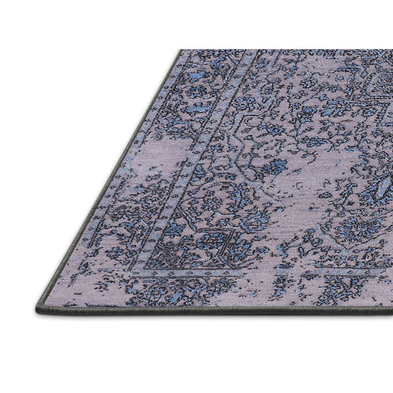 Tapis oriental bleu / gris Shawnda, Rectangle 6 pi x 9 pi