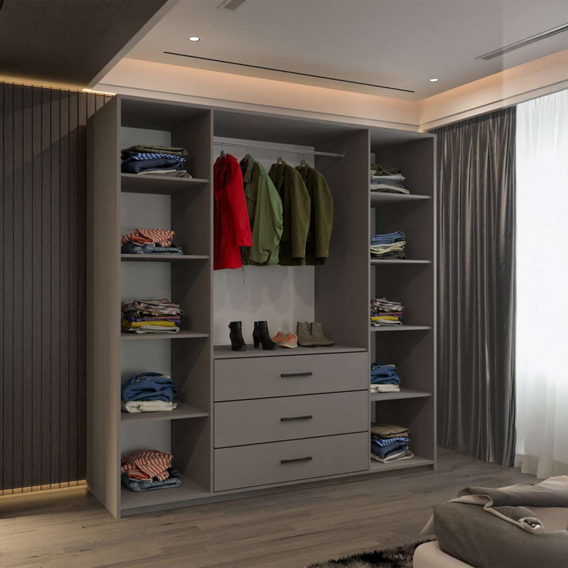 4 Door Manufactured Wood Wardrobe, Grey