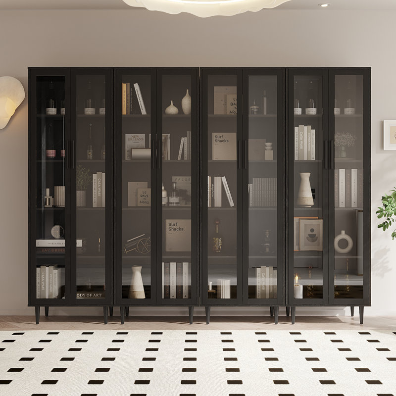 Présentoir Arkyn avec portes en verre, Noir