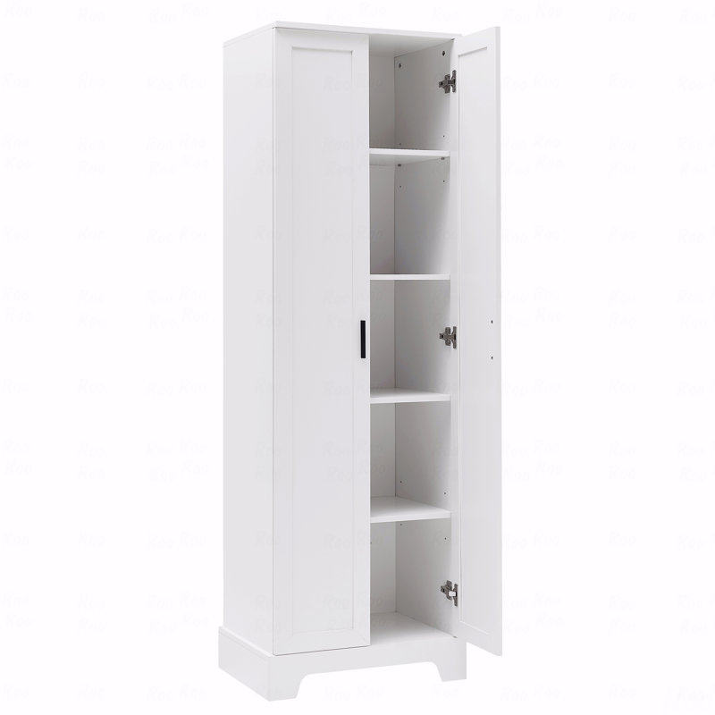 Armoire de rangement avec 2 portes pour salle de bain, bureau, tablettes réglables, panneau de fibres à densité moyenne