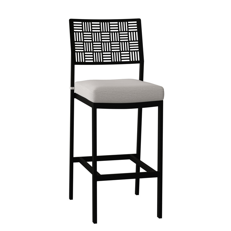 Tabouret de bar avec coussin 30,75 po New Century, Impact Vapor gris Sunbrella®, Étain