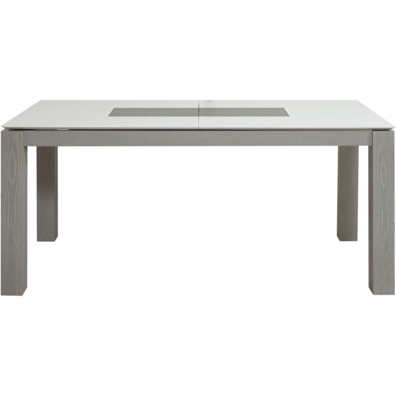 Cambria Extendable Glass Top Solid Wood Base Dining Table