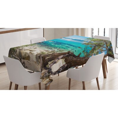 Ambesonne Nature Tablecloth, Lake Tahoe Snowy Mountain Reflection On Clear Water Rocky Shore View, Rectangular Table Cover For Dining Room Kitchen Dec -  East Urban Home, F2AE9E517FD34FD3BEF2E28DFFD545CC