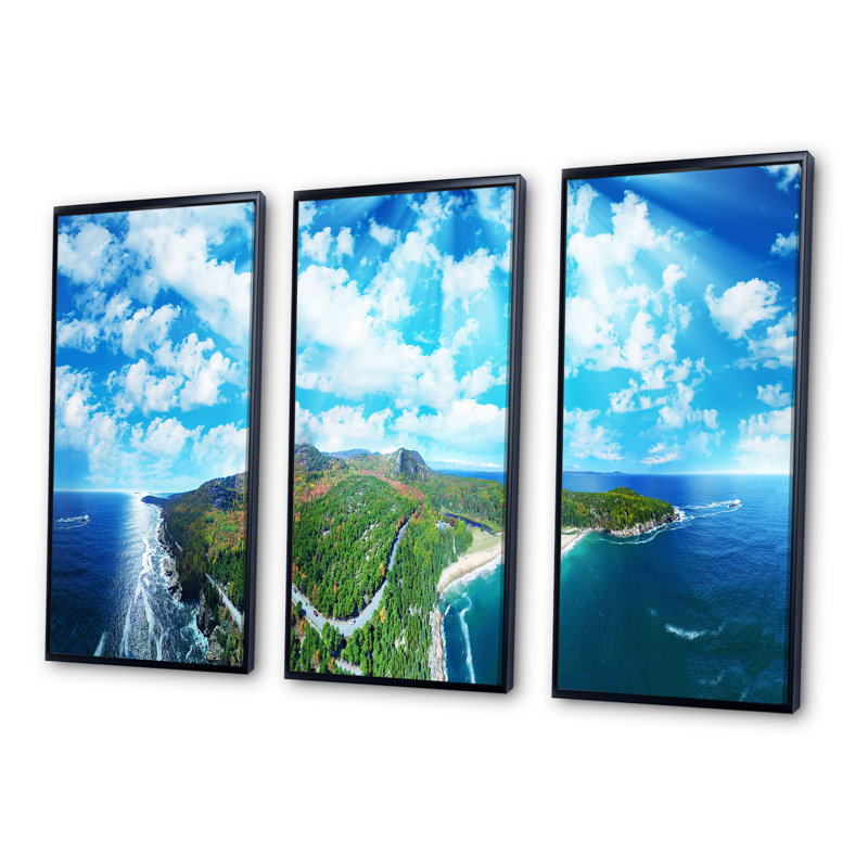 «Panoramic Acadia National Park - Landscape», ensemble de 3 toiles encadrées, L 36 po x H 28 po, Noir