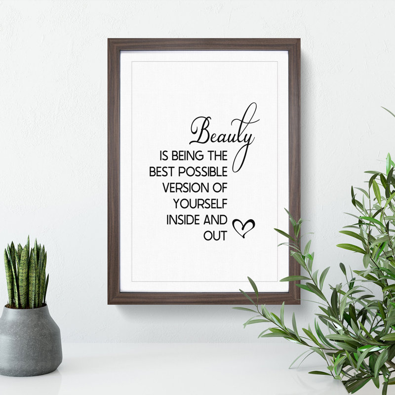 Beauty Is - Picture Frame Typography, Walnut, 65cm H x 48cm W x 2cm D