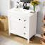 Meuble-lavabo de 30 po avec lavabo en céramique - Armoire moderne en bois massif à 3 tiroirs et portes lisses-1657774313