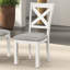 Fauteuil à dossier croisé en chêne blanc rustique 2 pièces avec assise et tissu rembourrés pour la salle à manger