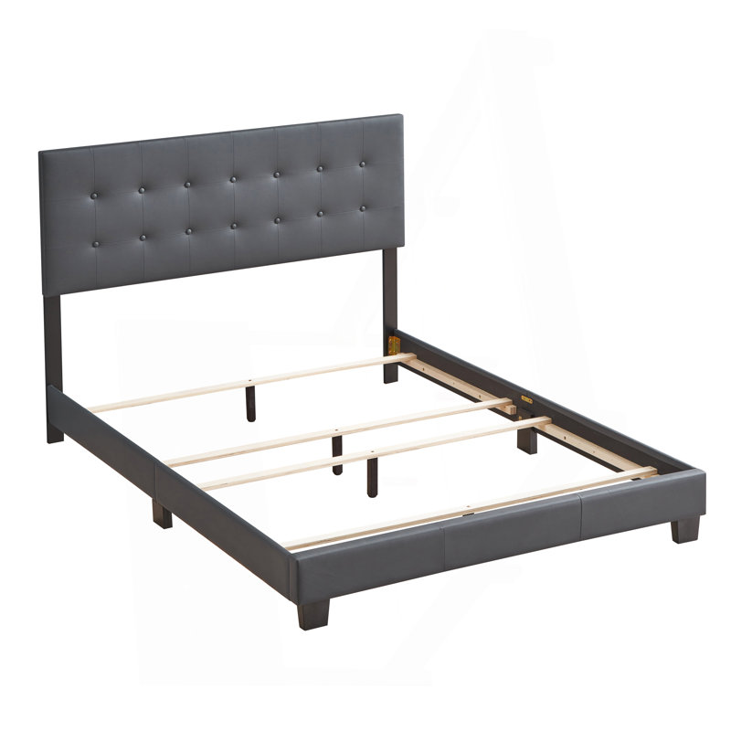Élégant lit double contemporain gris foncé