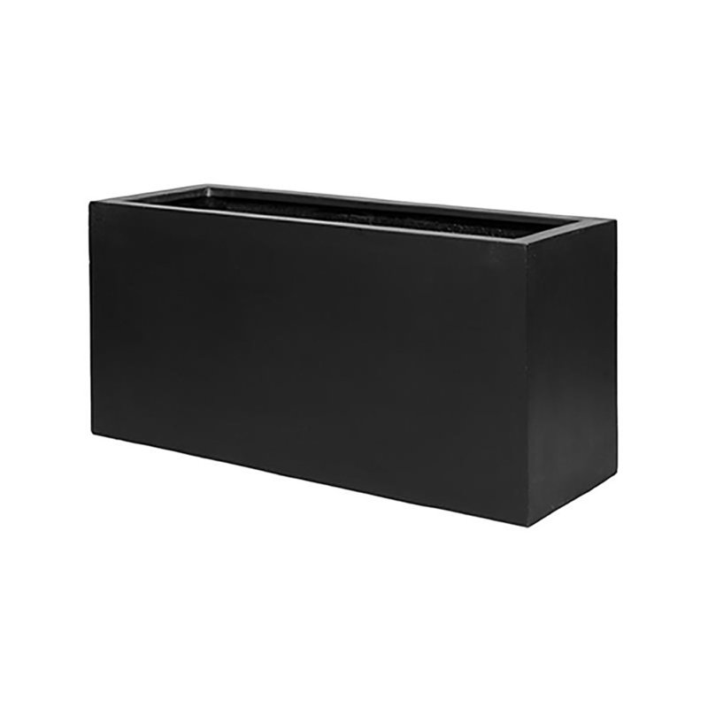 Pot à fleurs rectangulaire moderne en fibre de verre, H 15 po x l 31 po x P 12 po, Noir, noir, noir, noir