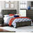 Full Size Transitional Bed With Decorative Gray Louvered Panel In Headboard And Design