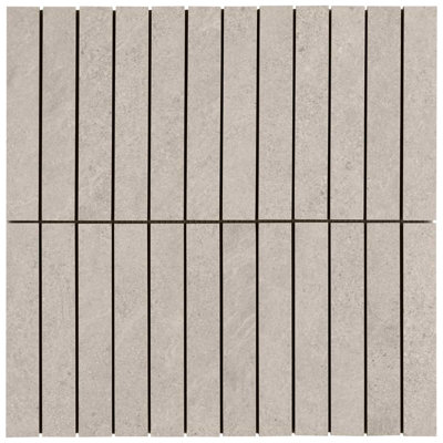 SAMPLE-Era Caramel Brown 1X6 Stacked Limestone Look Matte Porcelain Mosaic Tile